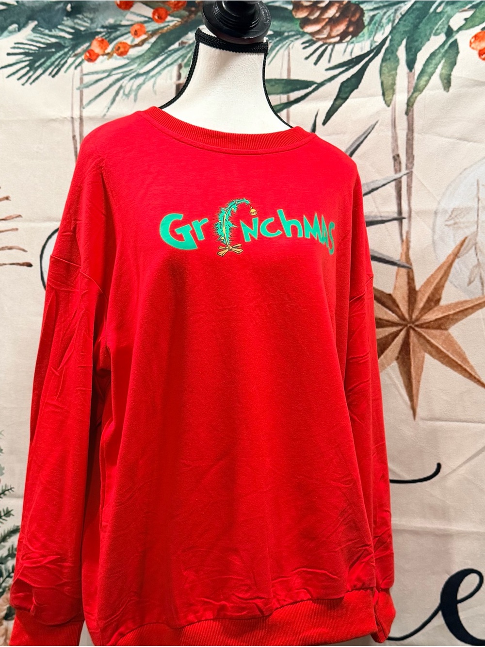Grinchmas Red Graphic Sweatshirt (NWOT)